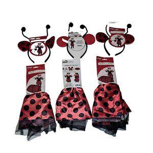 New Lady Bug Red Black Costumes Set Of THREE Dance Dress Up Play Fun